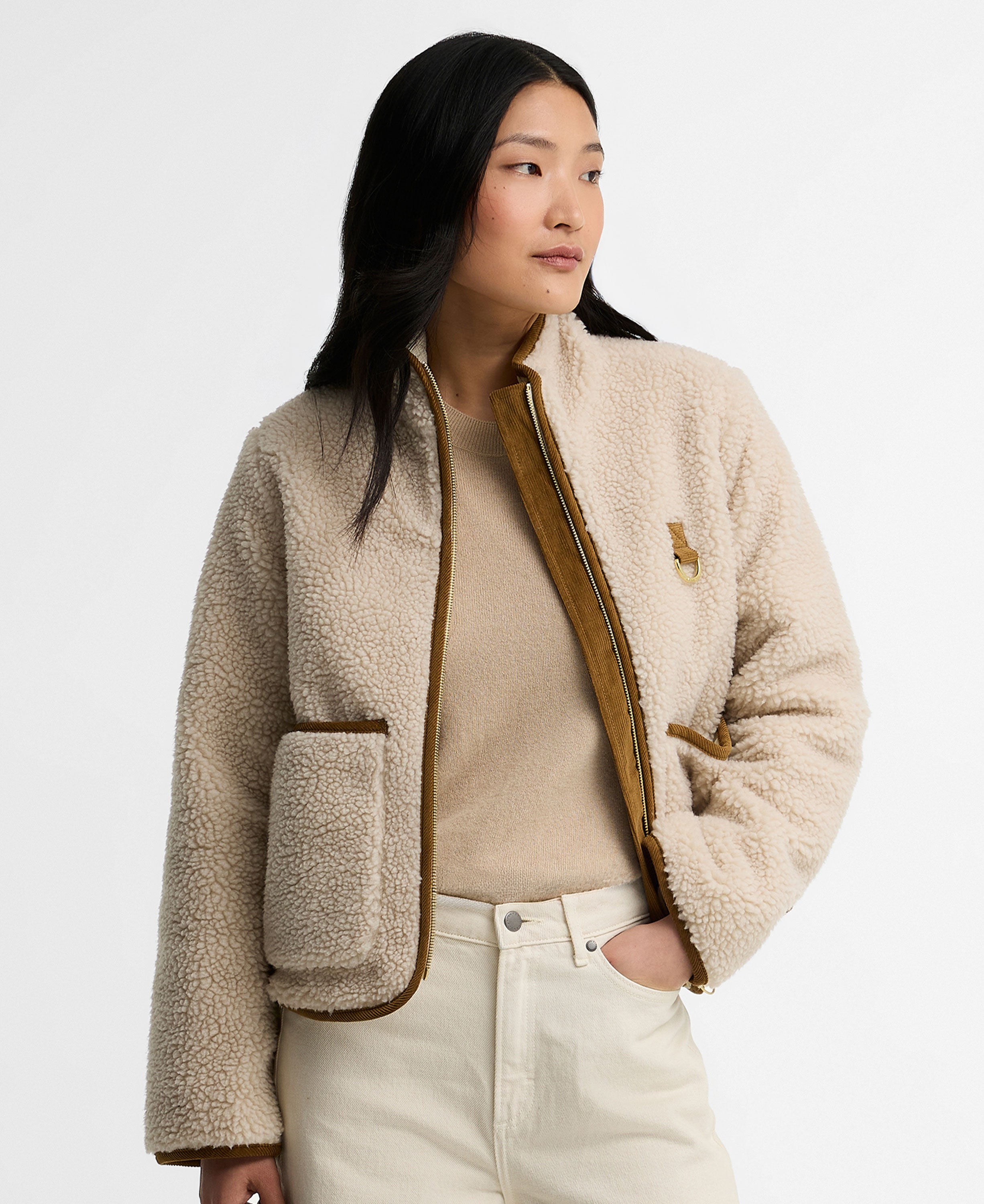 Elenora Casual Fleece Jacket - Ecru