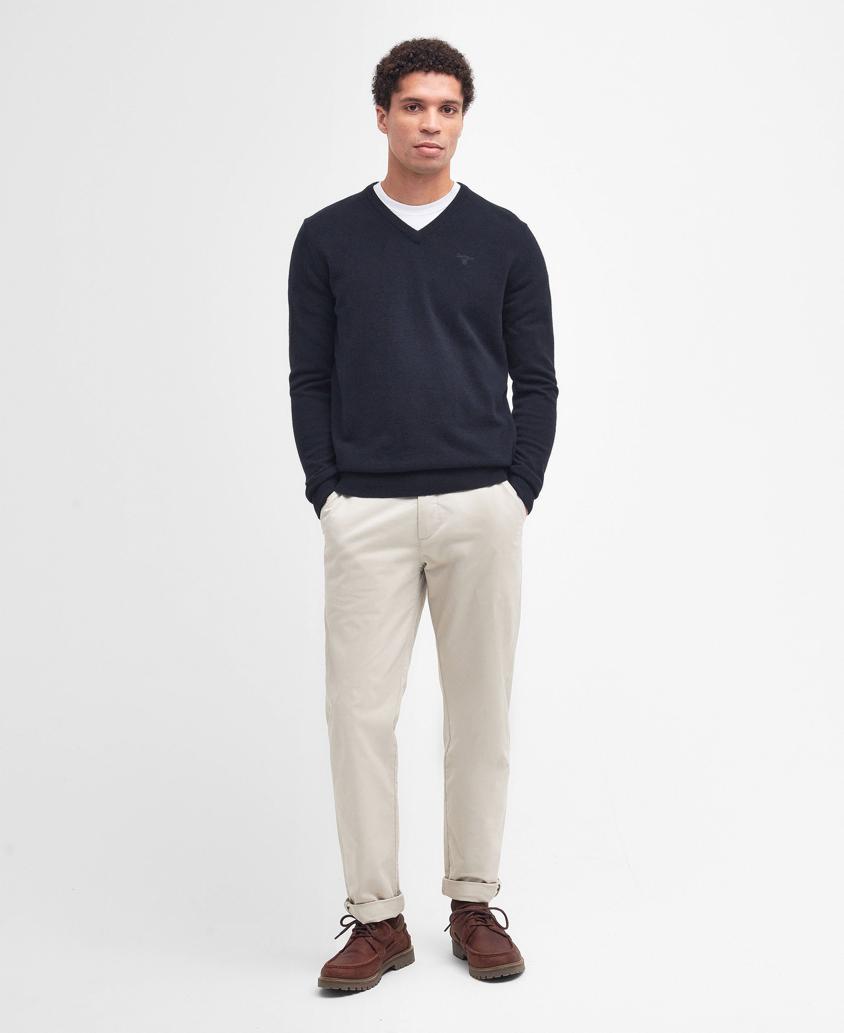Essential Lambswool V Neck Sweater - Navy