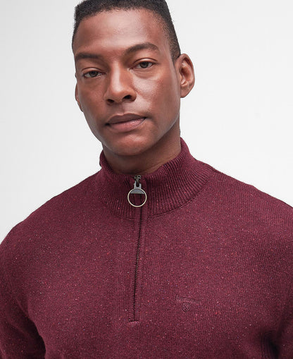 Essential Tisbury Half Zip Knitted Jumper - Ruby