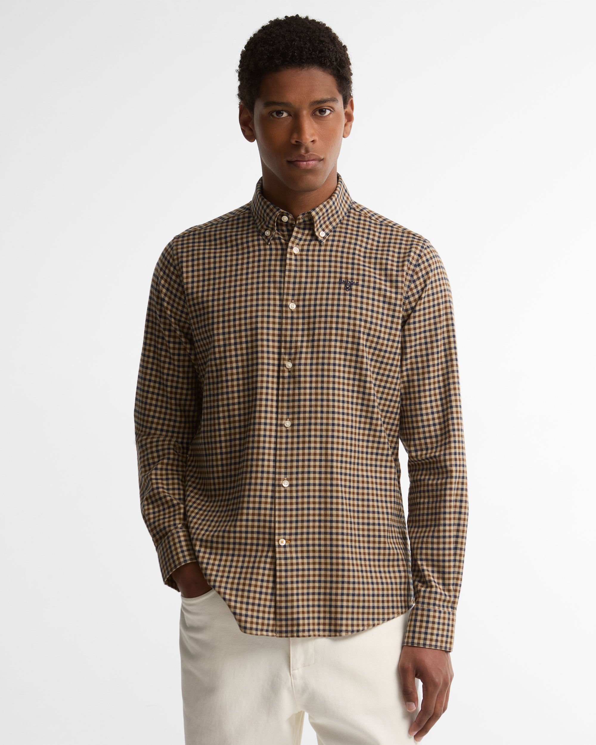 Finkle Tailored Gingham Shirt - Dark Sand