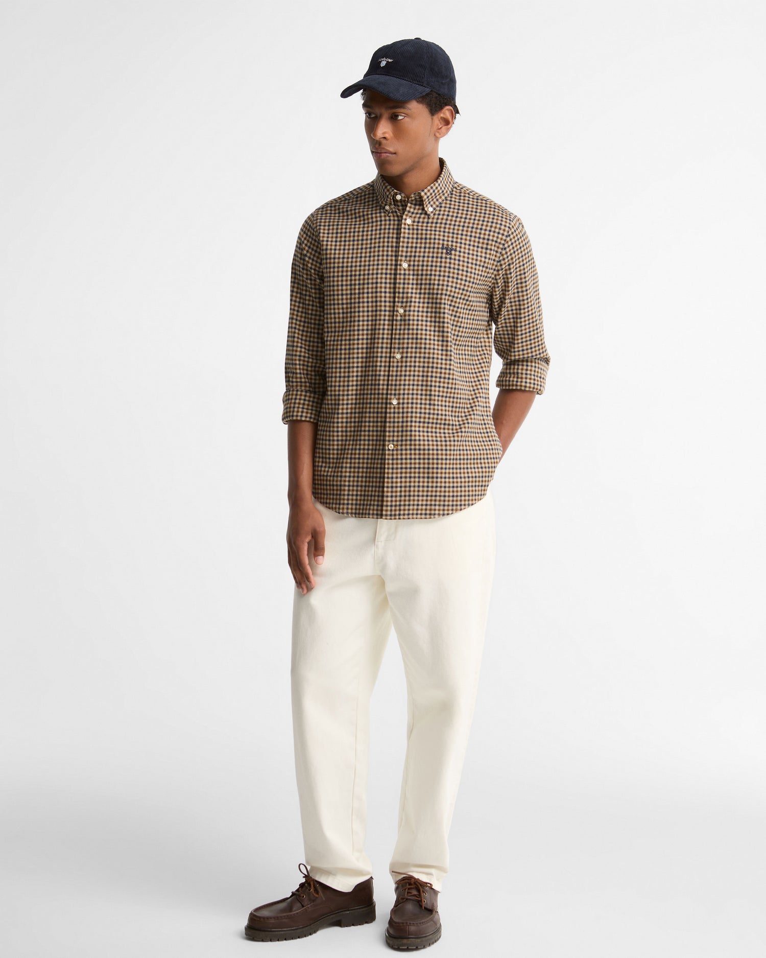 Finkle Tailored Gingham Shirt - Dark Sand