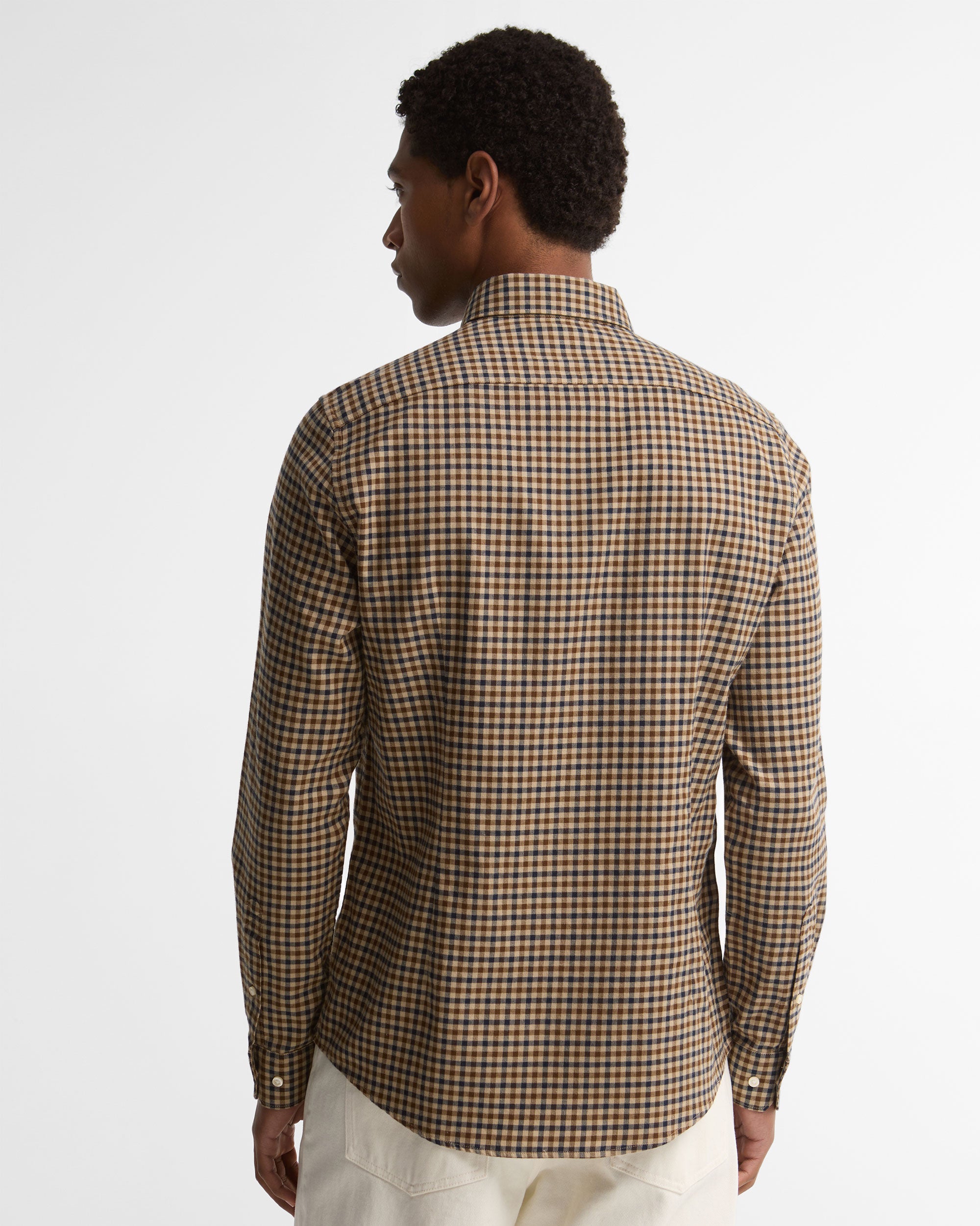Finkle Tailored Gingham Shirt - Dark Sand