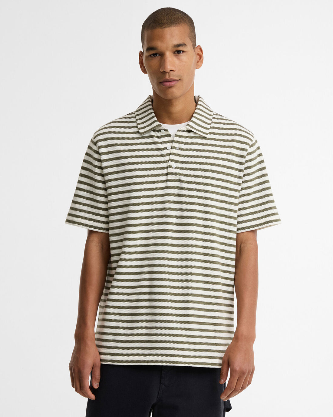 Farlam Striped Tailored Polo Shirt - Whisper White