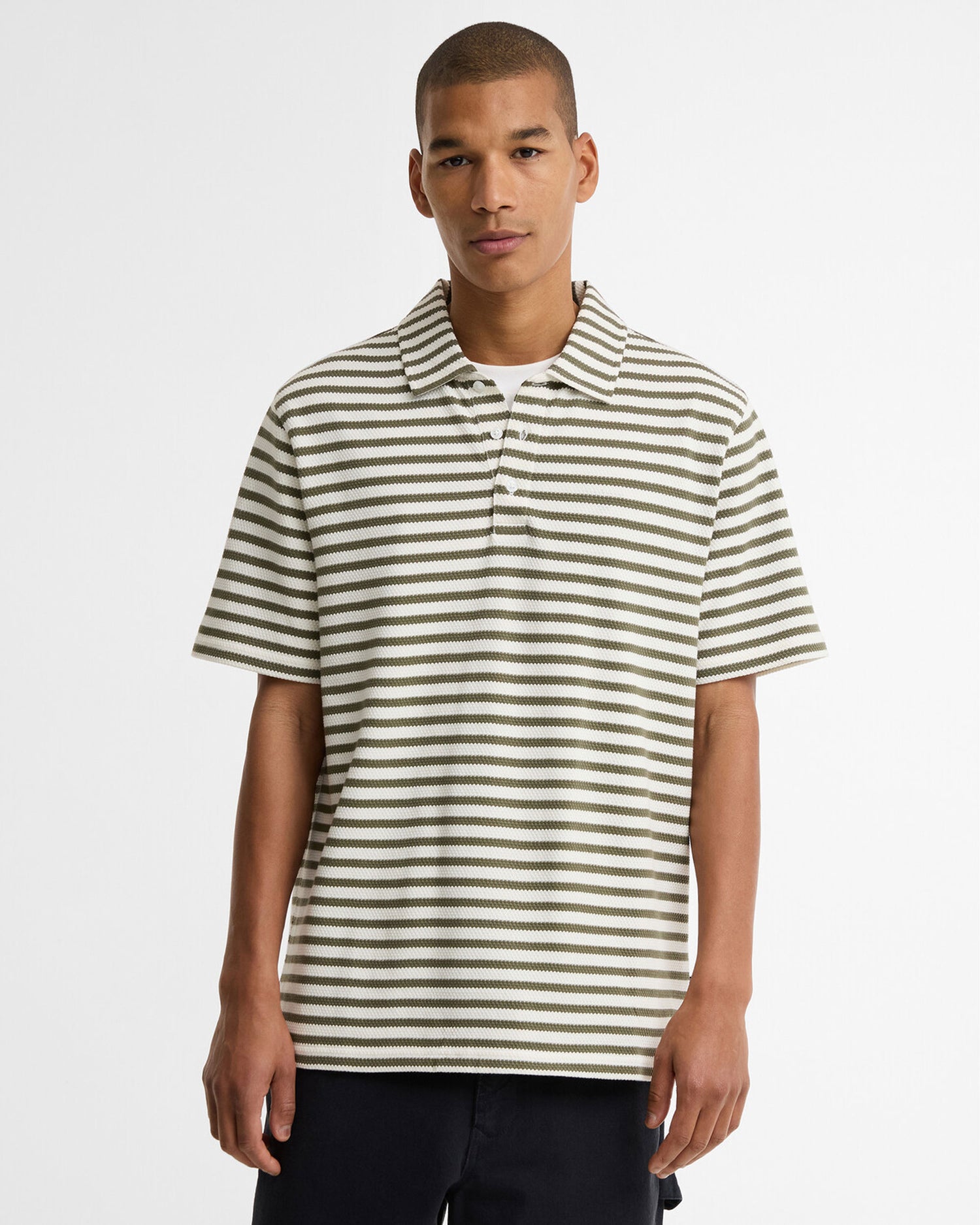 Farlam Striped Tailored Polo Shirt - Whisper White