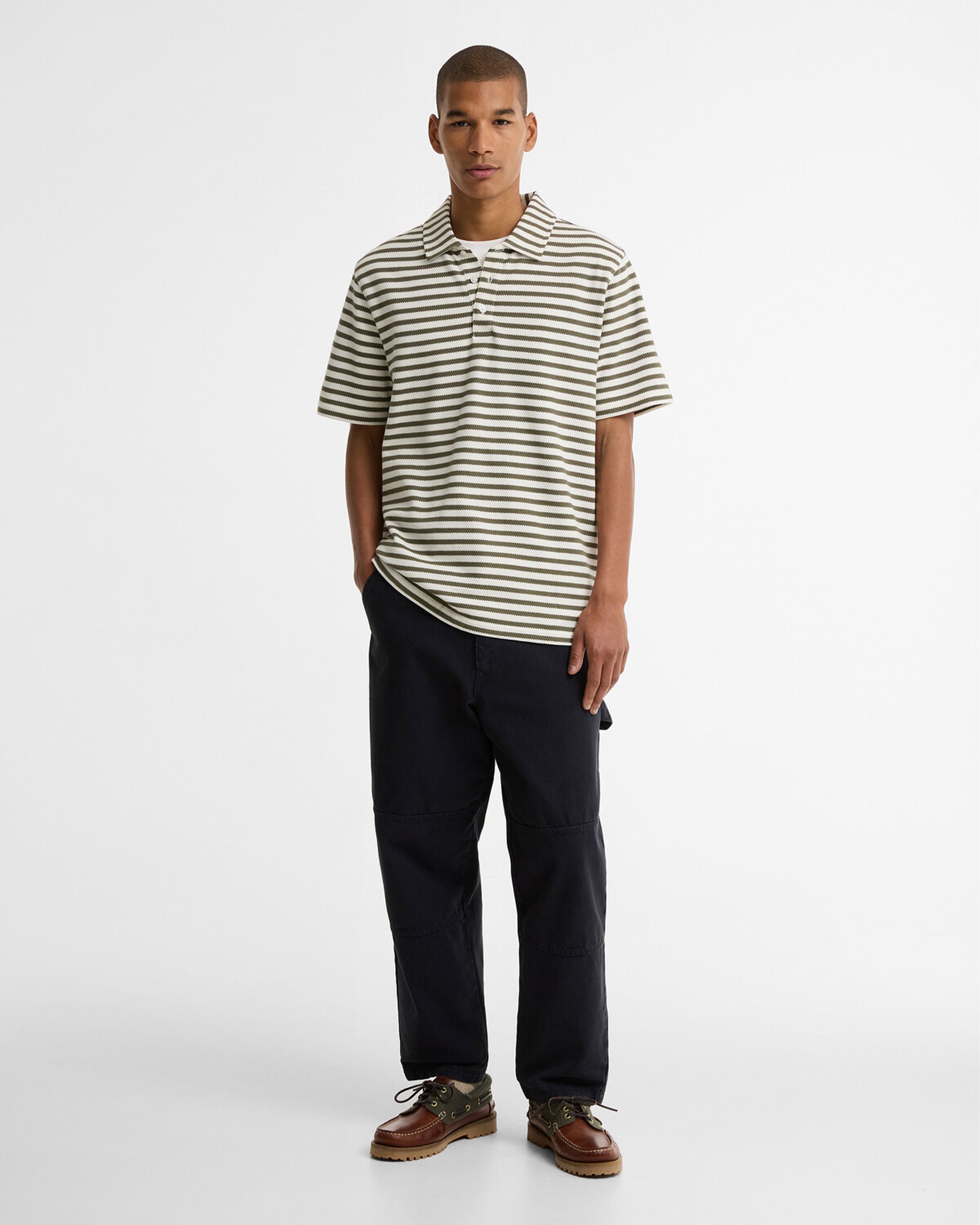 Farlam Striped Tailored Polo Shirt - Whisper White