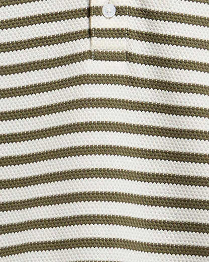 Farlam Striped Tailored Polo Shirt - Whisper White