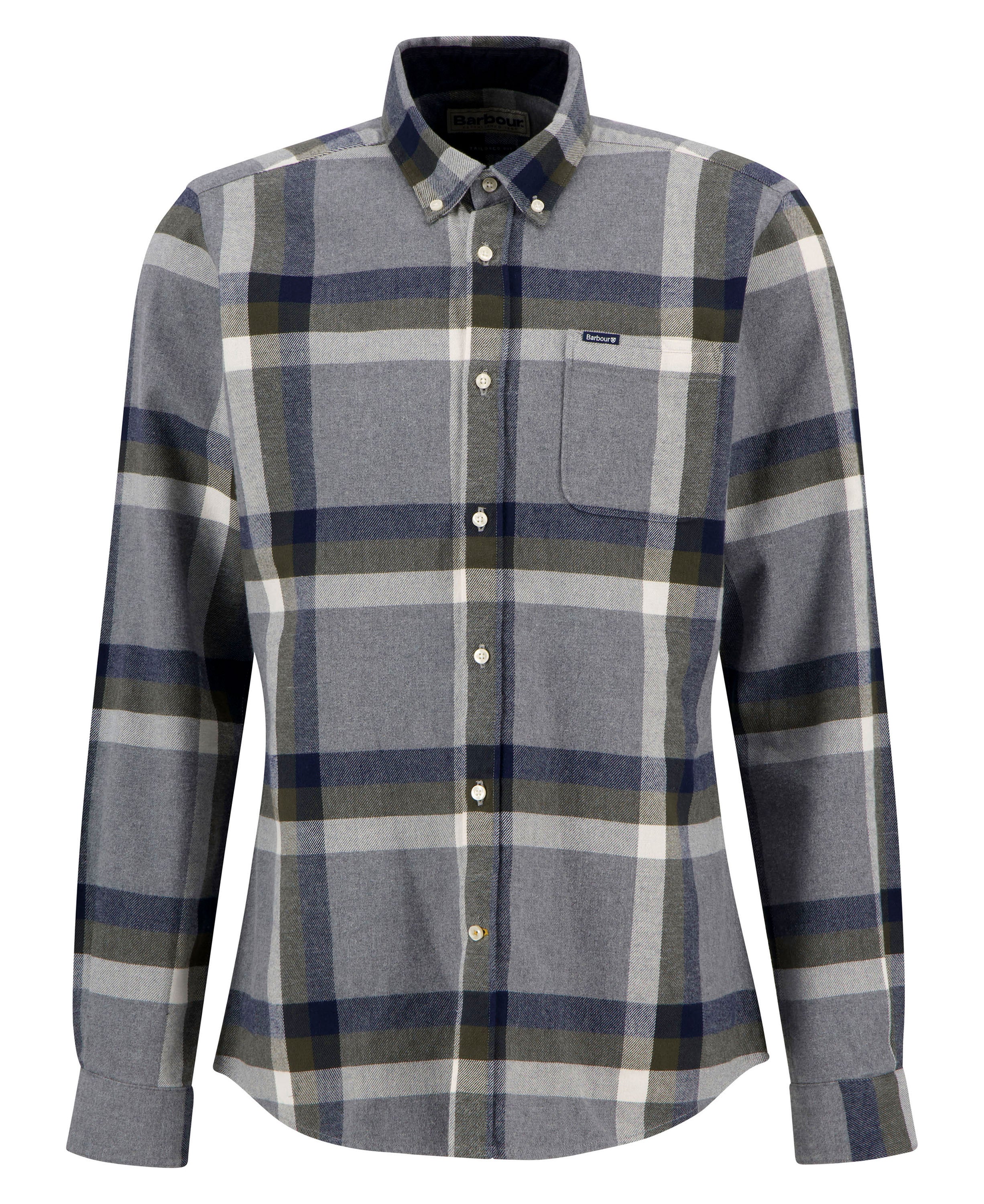 Folley Tailored Checked Shirt - Light Grey Marl