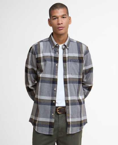 Folley Tailored Checked Shirt - Light Grey Marl