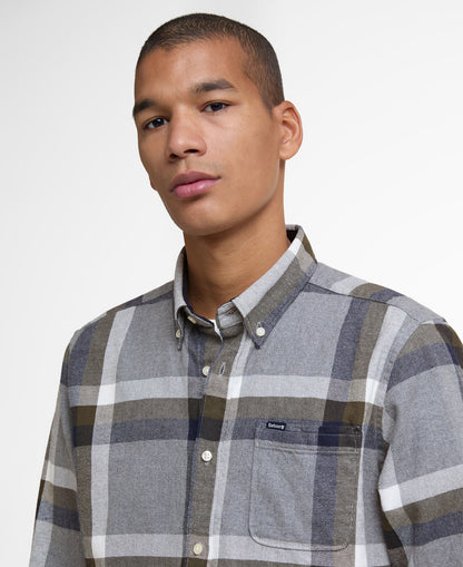 Folley Tailored Checked Shirt - Light Grey Marl