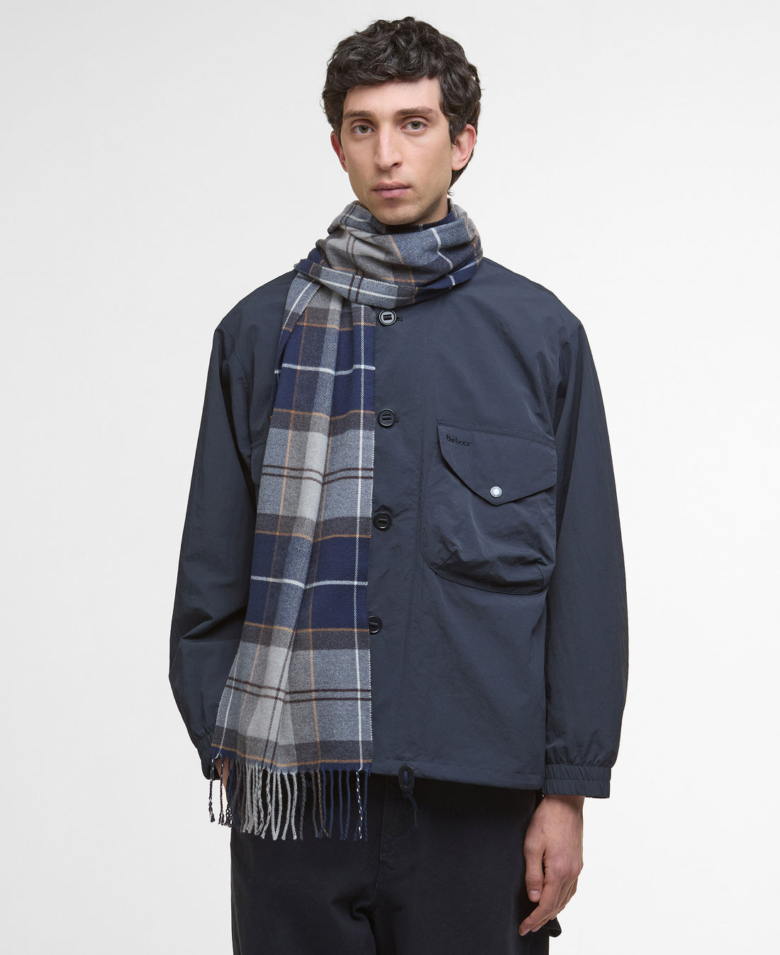 Galingale Tartan Scarf - Grey Midnight Tartan