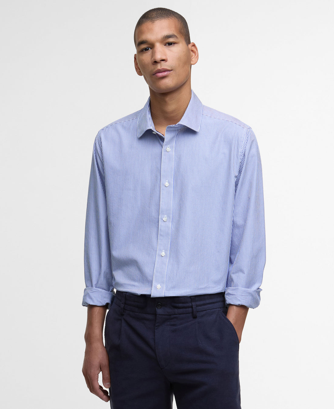 Graham Striped Tailored Shirt - Navy
