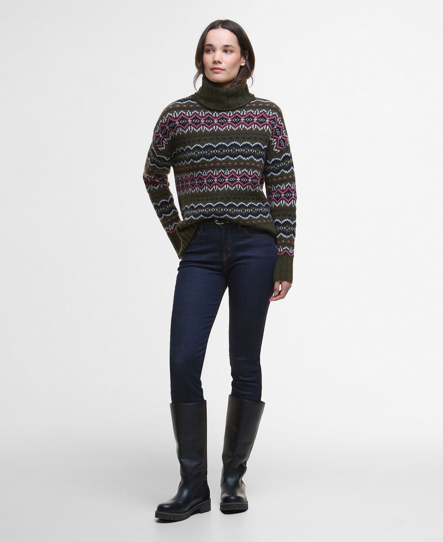 Helen Knitted Jumper - Olive Multi