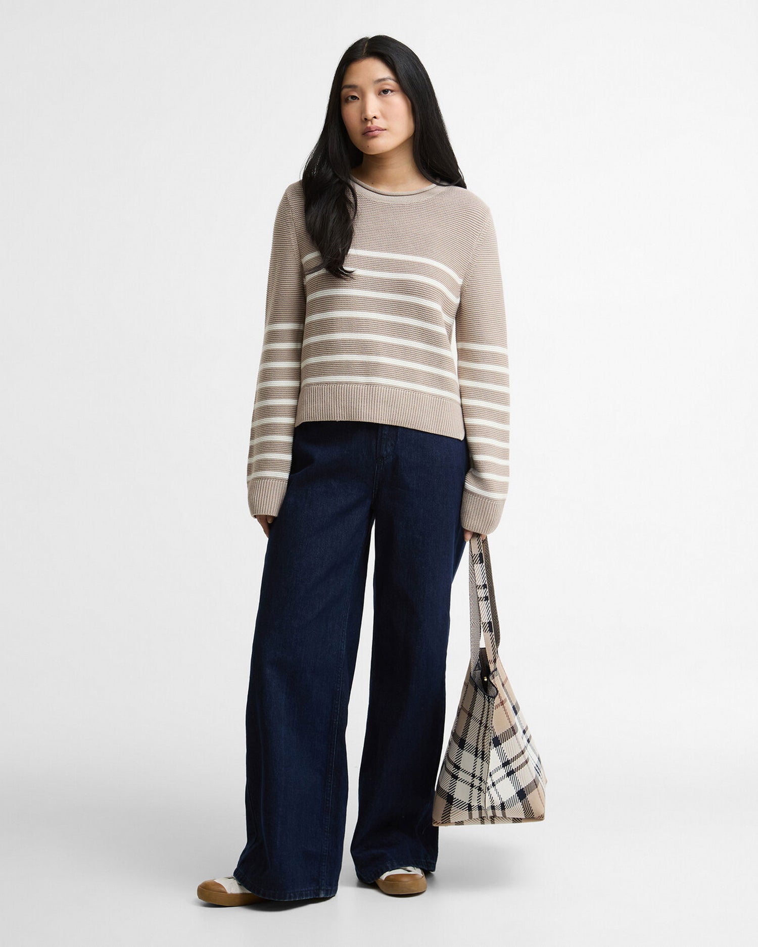 Hinton Knitted Jumper - Light Sand Stripe