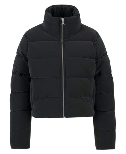 Hudson Faux Velvet Puffer Jacket - Black