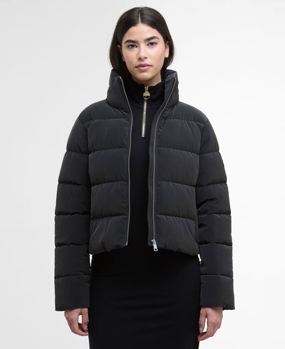 Hudson Faux Velvet Puffer Jacket - Black