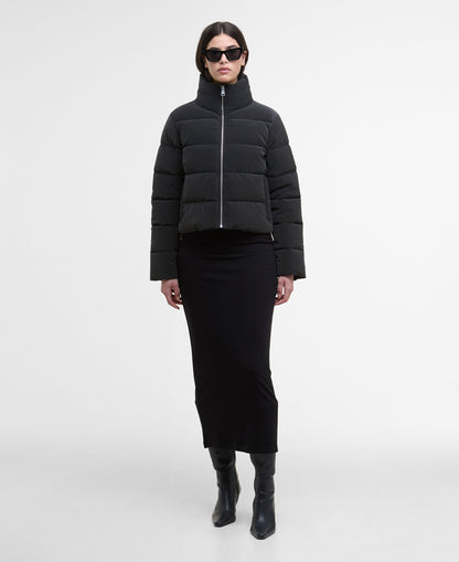 Hudson Faux Velvet Puffer Jacket - Black