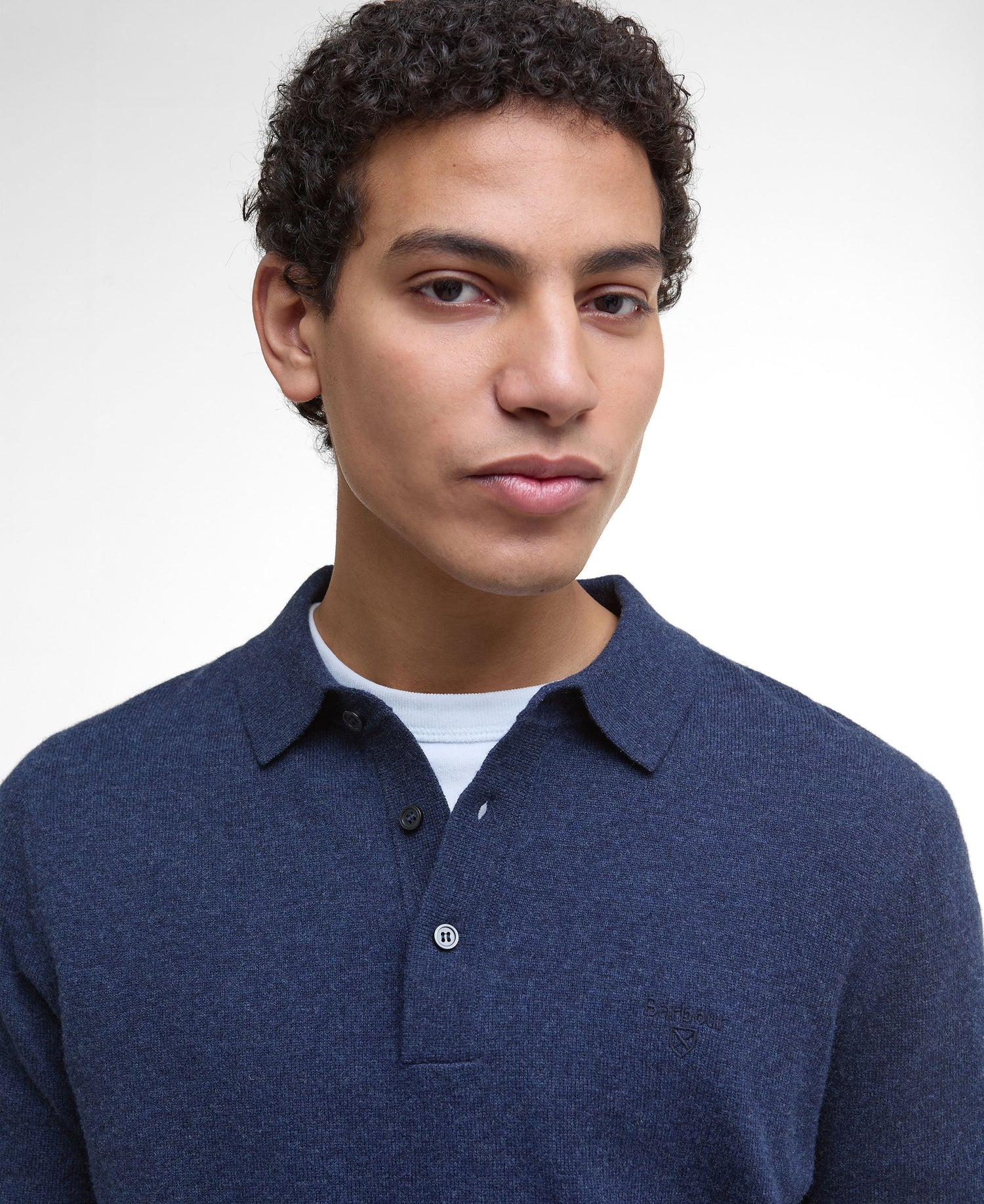 Hutherston Knitted Polo Shirt - Navy Marl