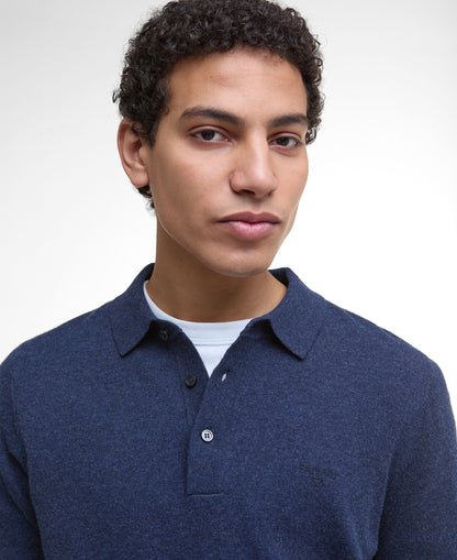Hutherston Knitted Polo Shirt - Navy Marl