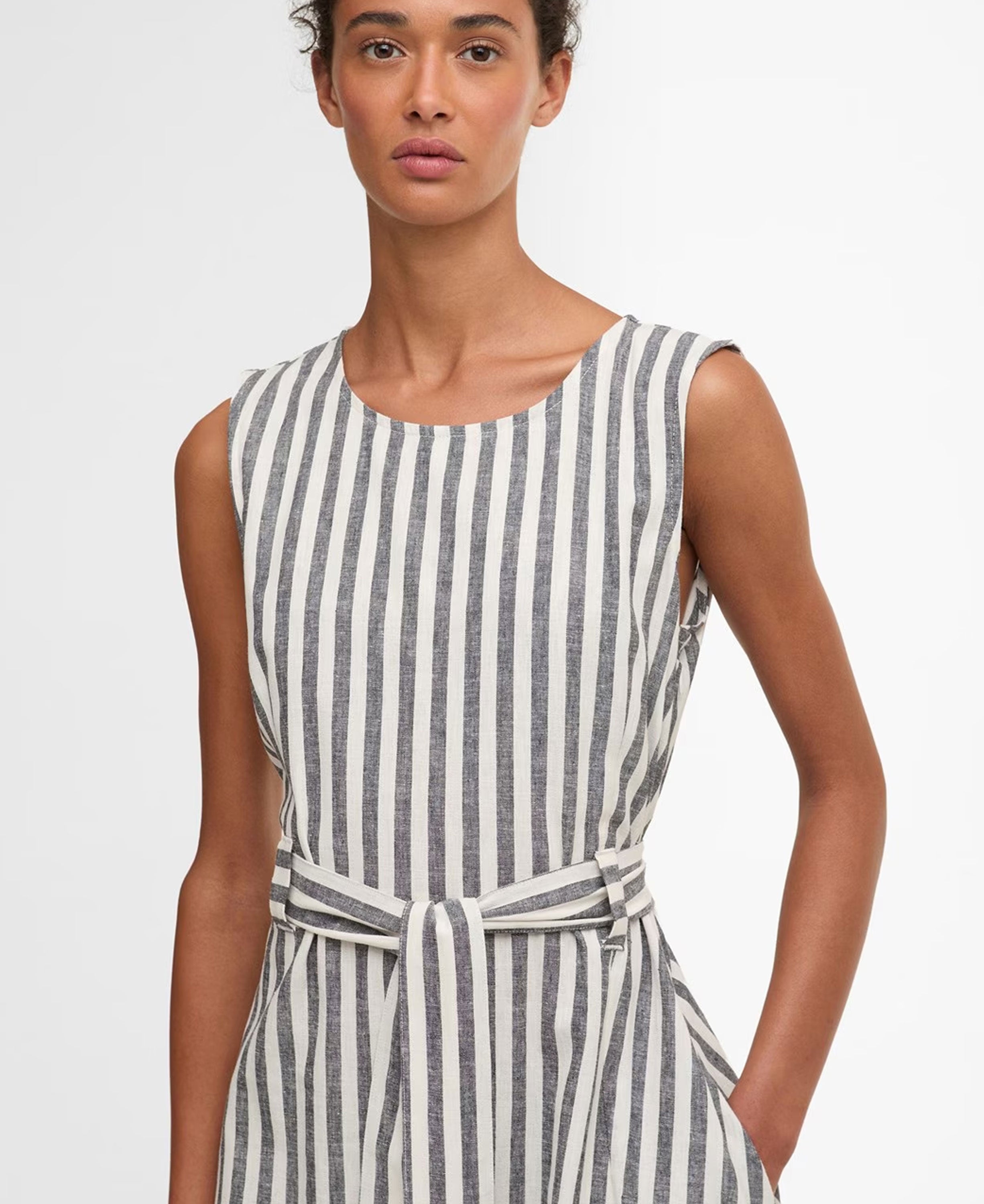 Inez Midi Dress - Dark Navy Stripe