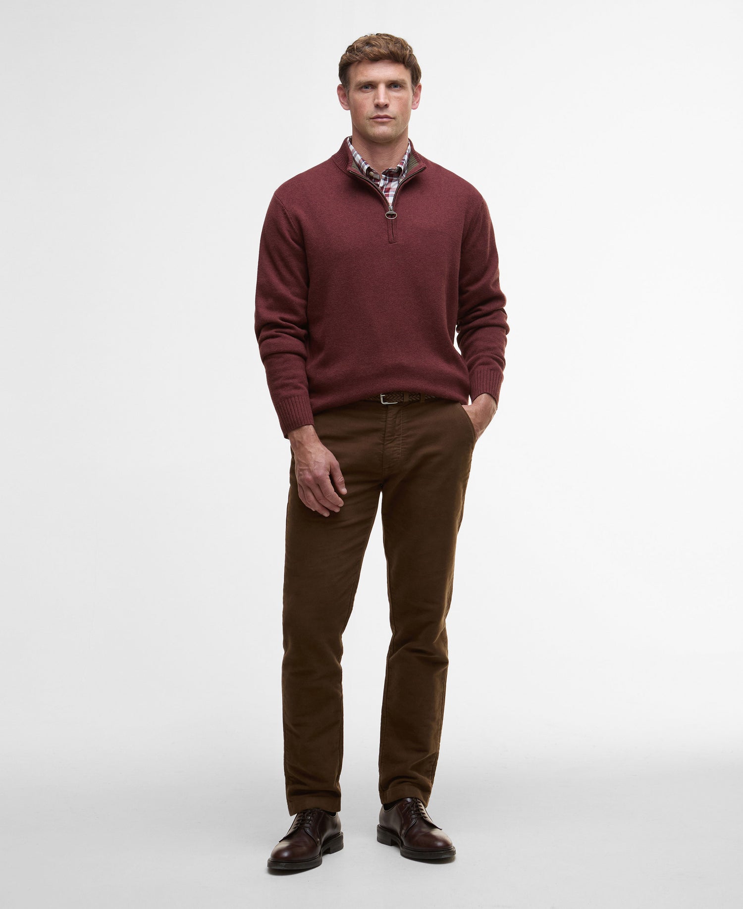 Kelson Half Zip Knitted Jumper - Fired Brick