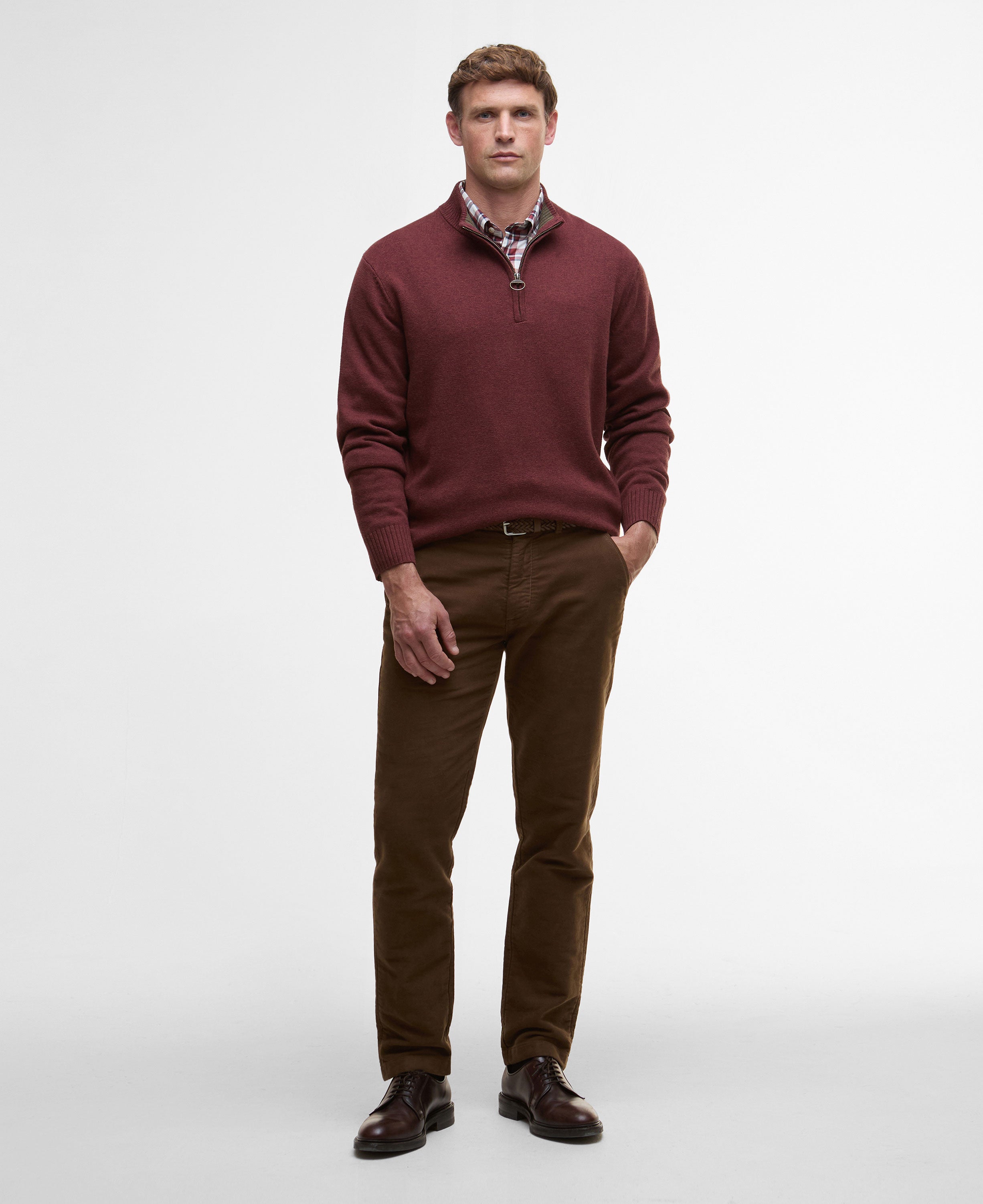 Kelson Half Zip Knitted Jumper - Fired Brick