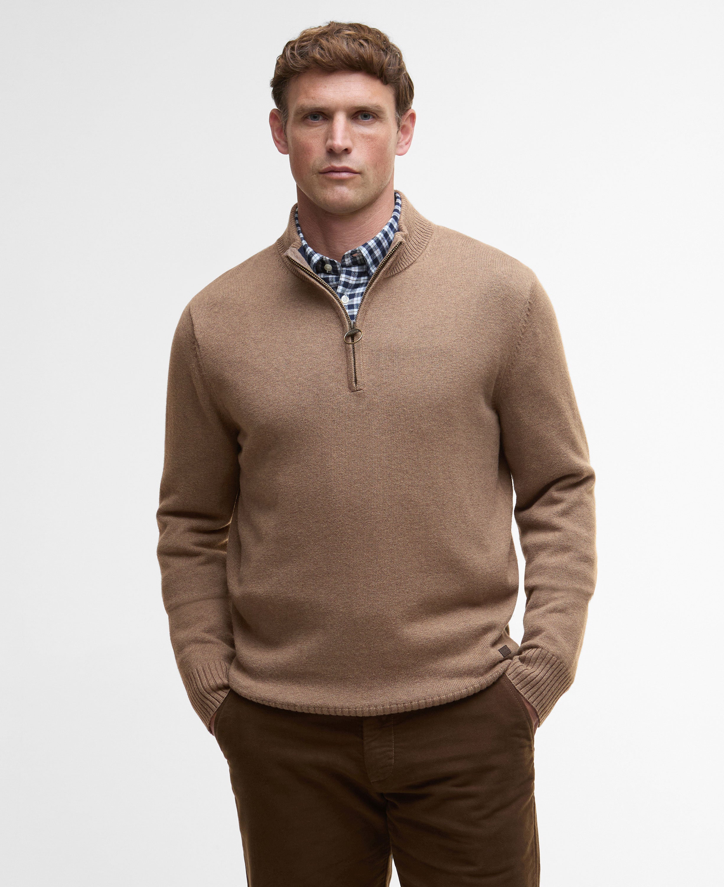 Kelson Half Zip Knitted Jumper - Stone