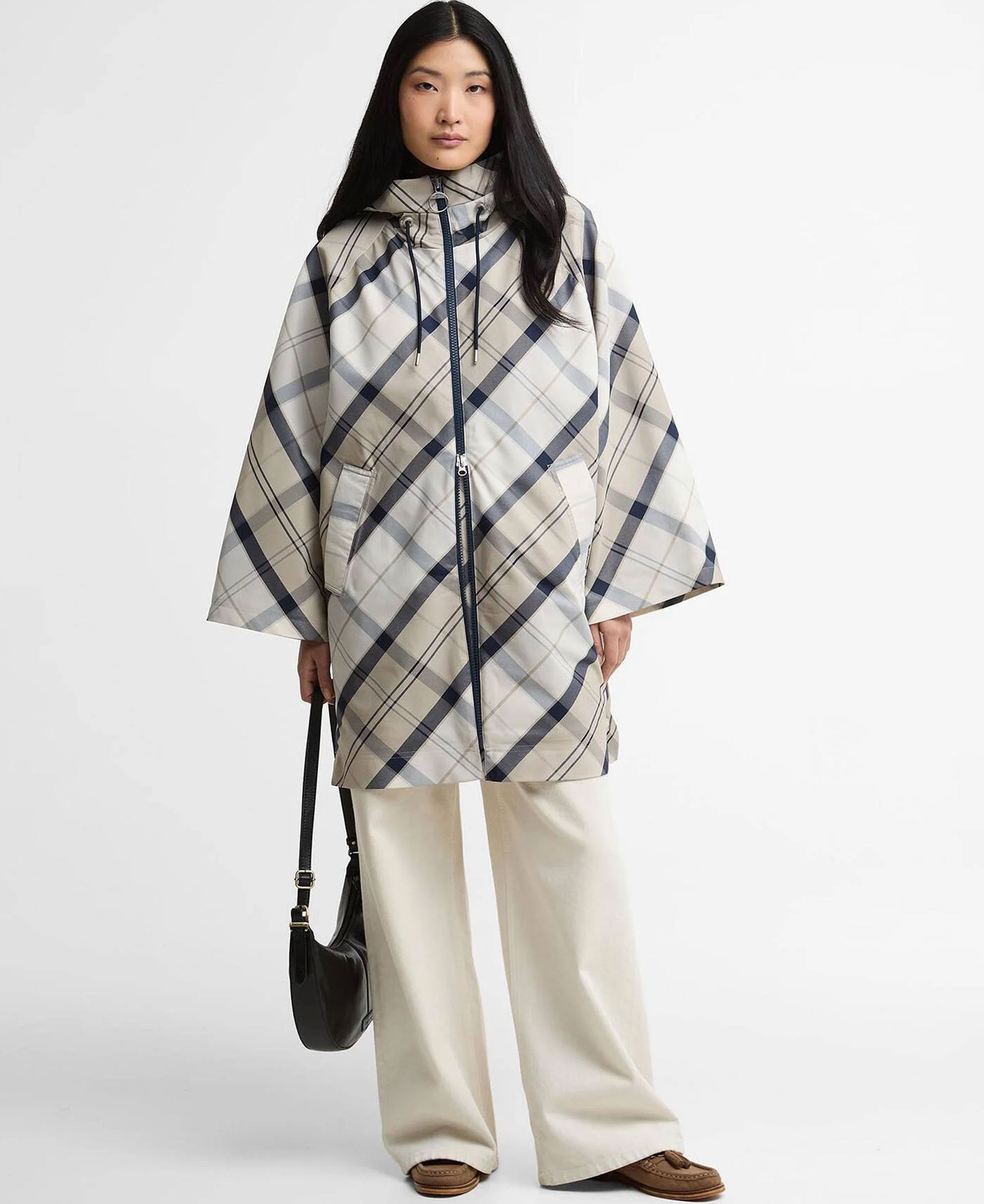 Kinsale Tartan Showerproof Cape - Dress Navy Tartan