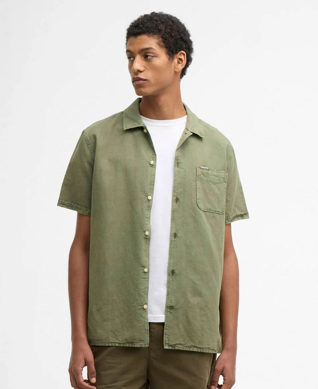 Landkey Overdyed Summer Fit Shirt - Olive