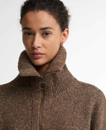 Lavensdale Half Zip Fleck Knitted Jumper - Deep Camel