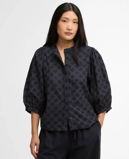 Layla Broderie Anglaise Shirt - Dark Navy