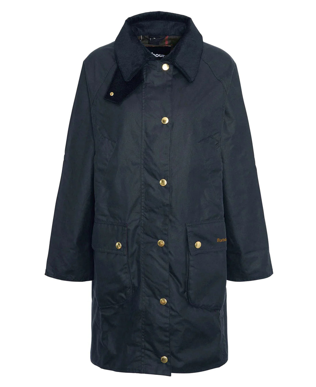 Long Beadnell Wax Jacket - Navy/Classic