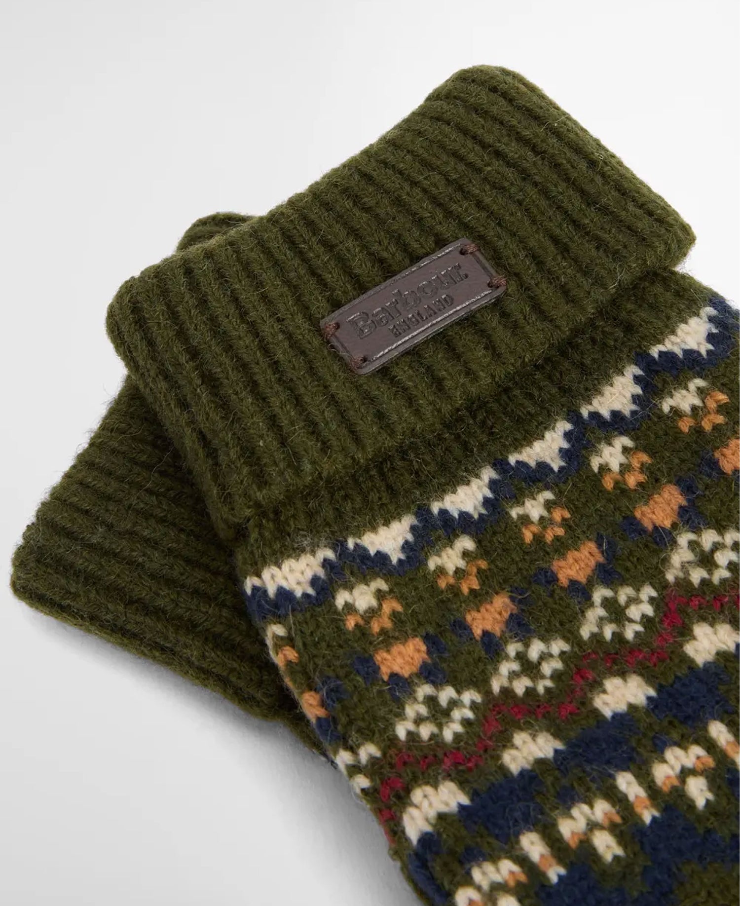 Marlow Fair Isle Knitted Gloves - Olive