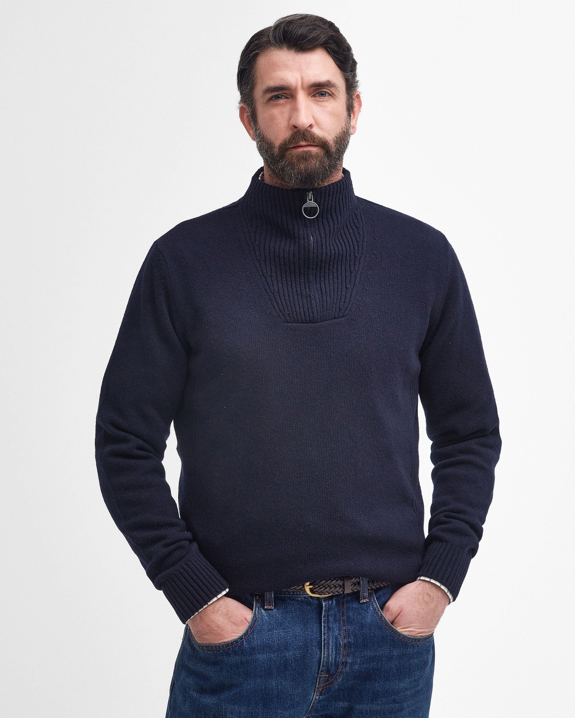 Nelson Essential Half Zip Knitted Jumper - Navy