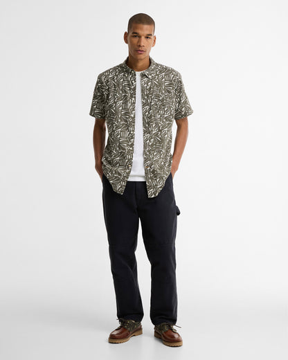 Orton Printed S/S Summmer Shirt - Olive