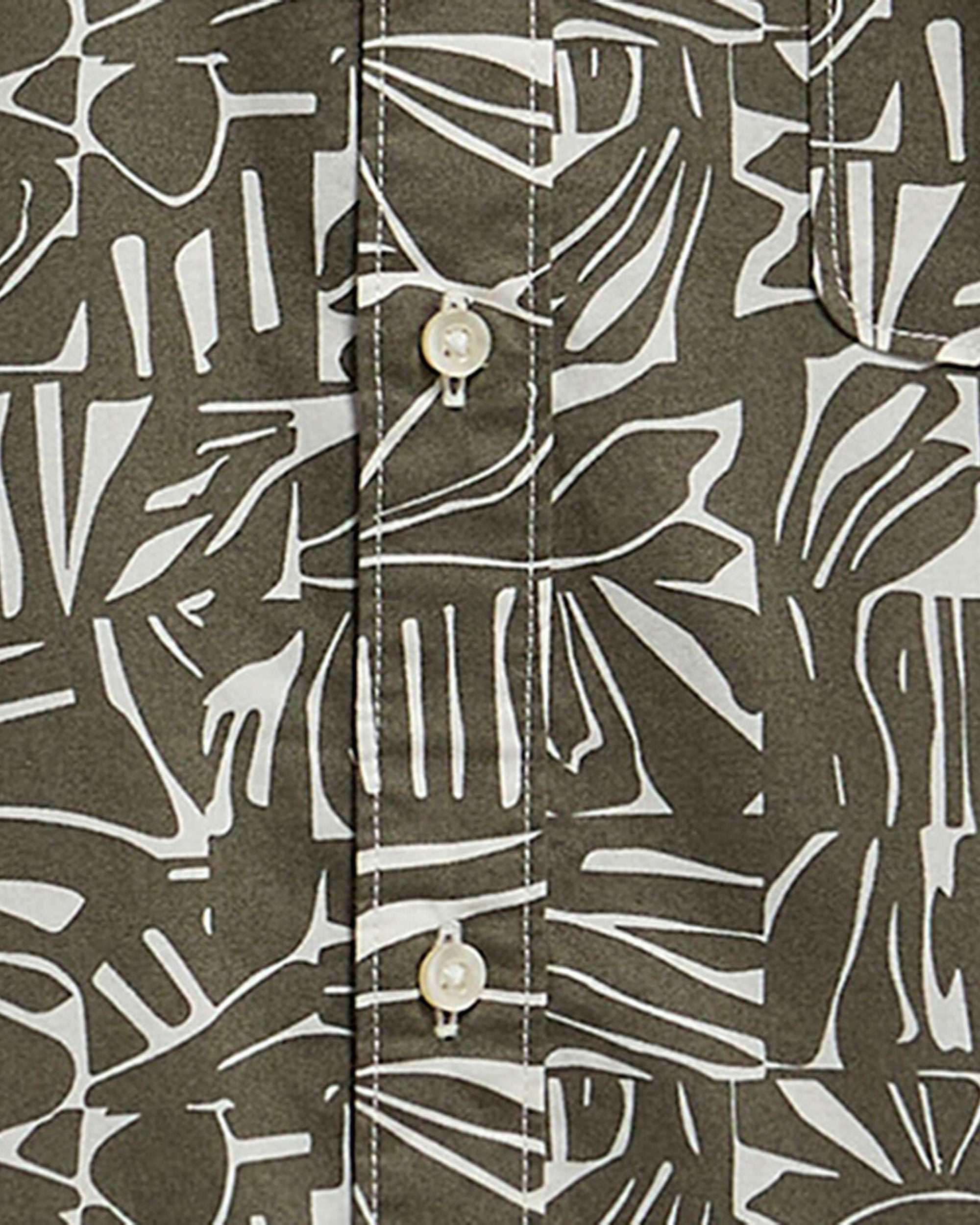 Orton Printed S/S Summmer Shirt - Olive