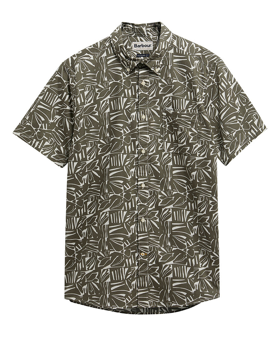 Orton Printed S/S Summmer Shirt - Olive