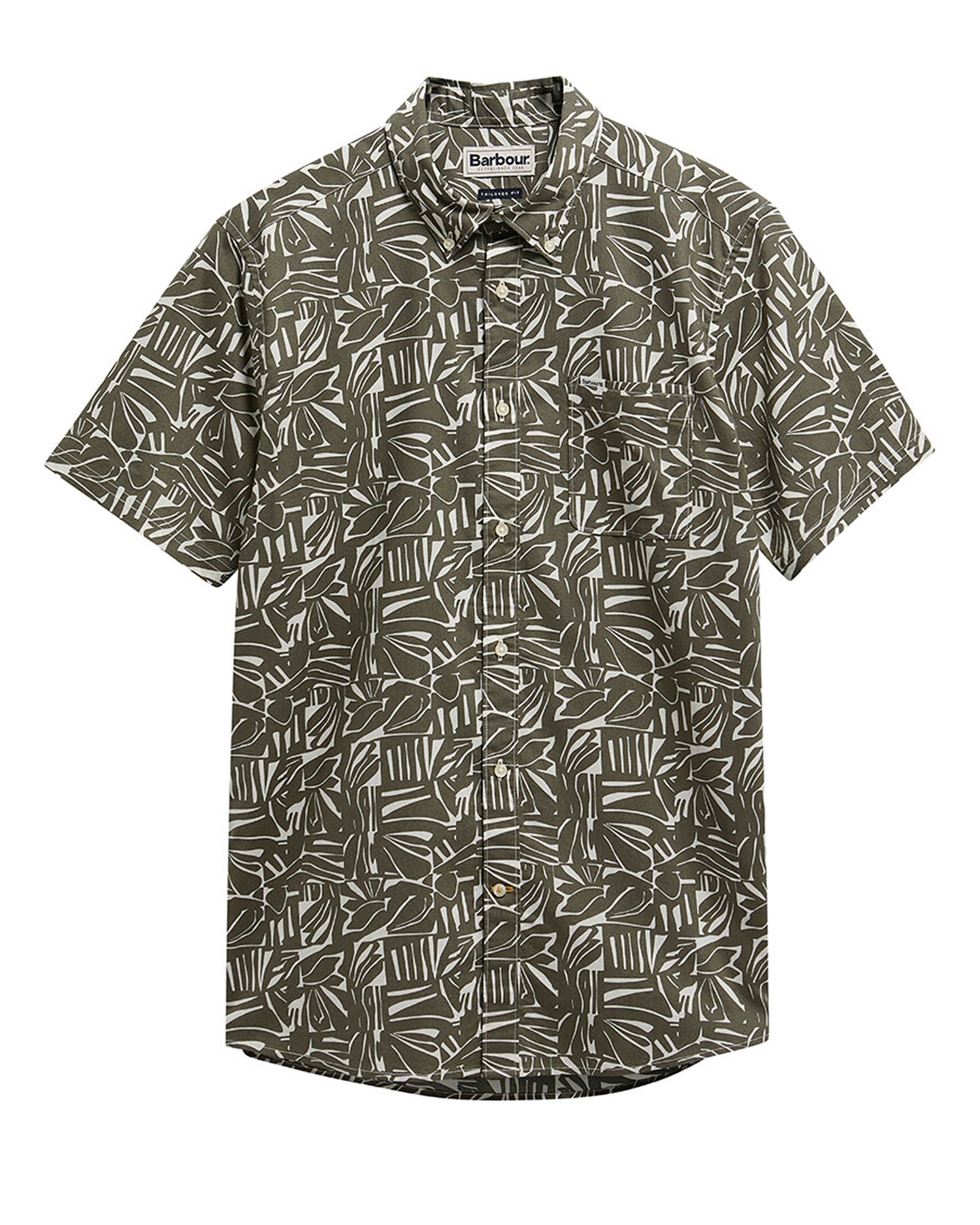 Orton Printed S/S Summmer Shirt - Olive