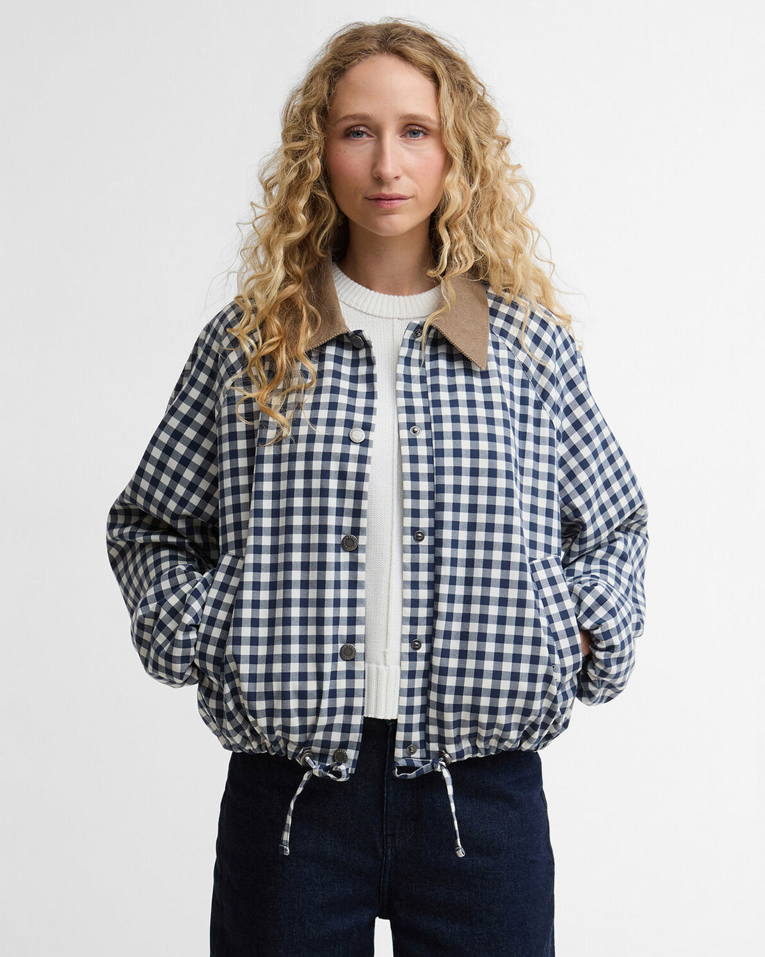 Ovingham Casual Jacket - Gingham Navy/ Neutral