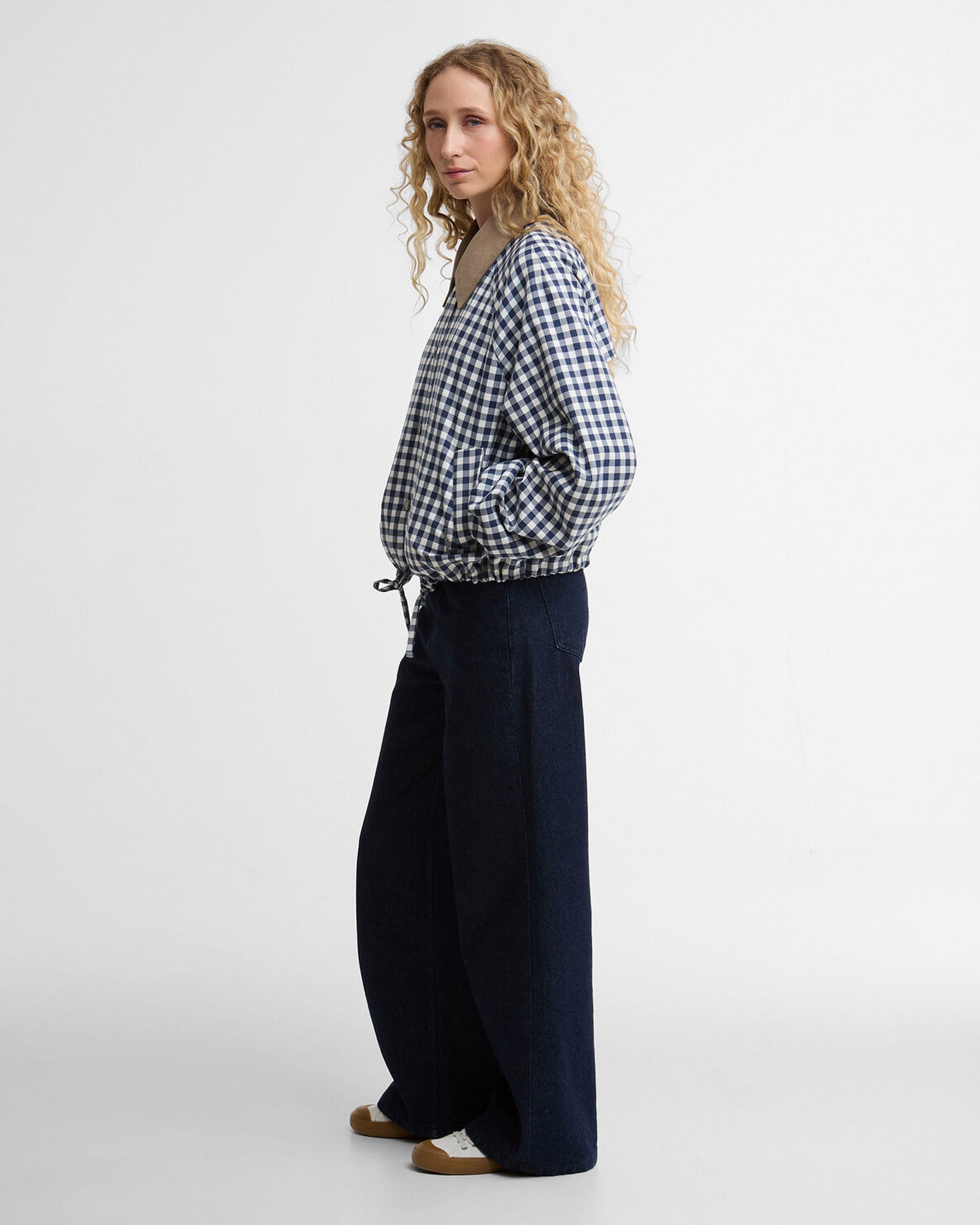 Ovingham Casual Jacket - Gingham Navy/ Neutral