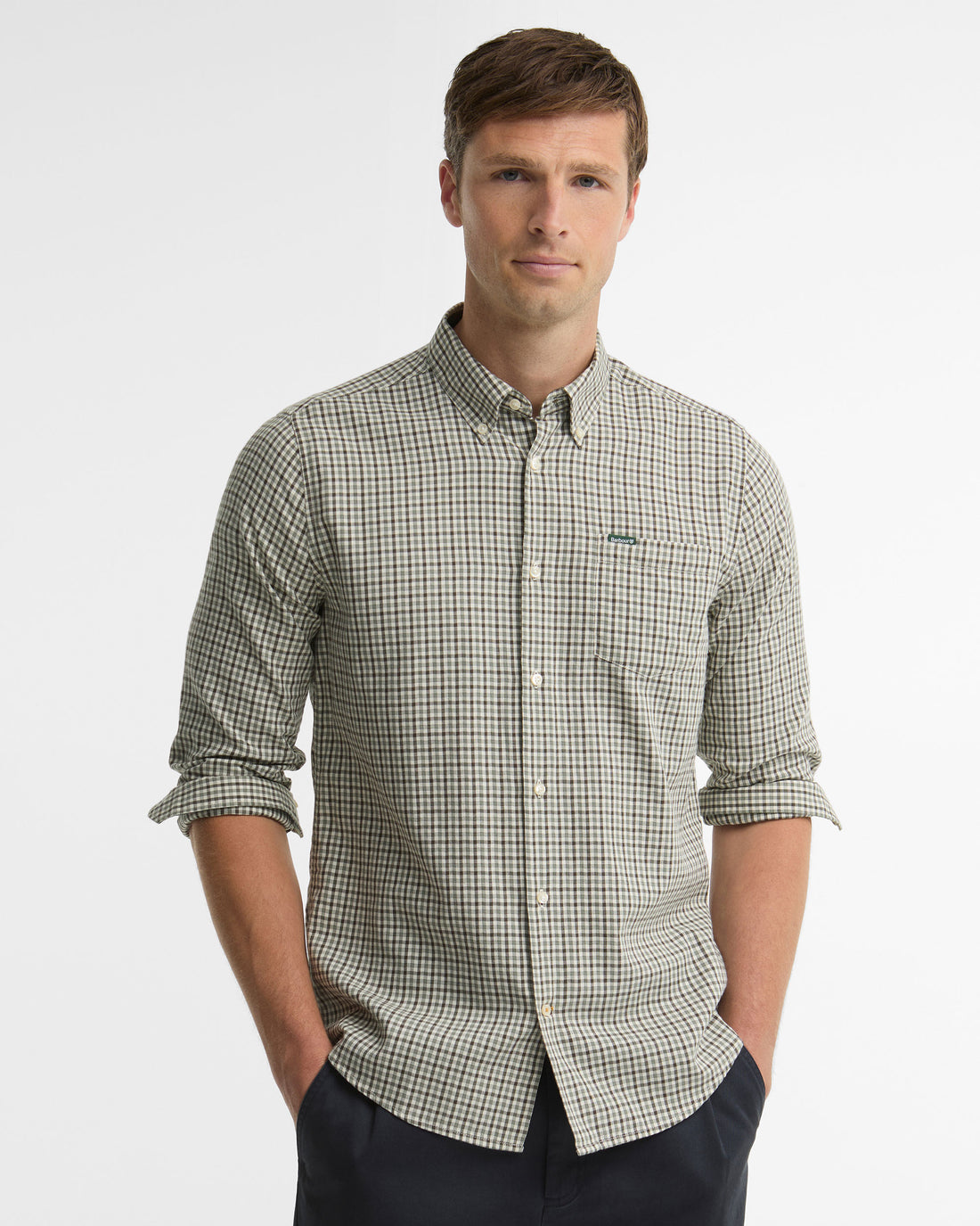 Padshaw Tailored Gingham Shirt - Olive
