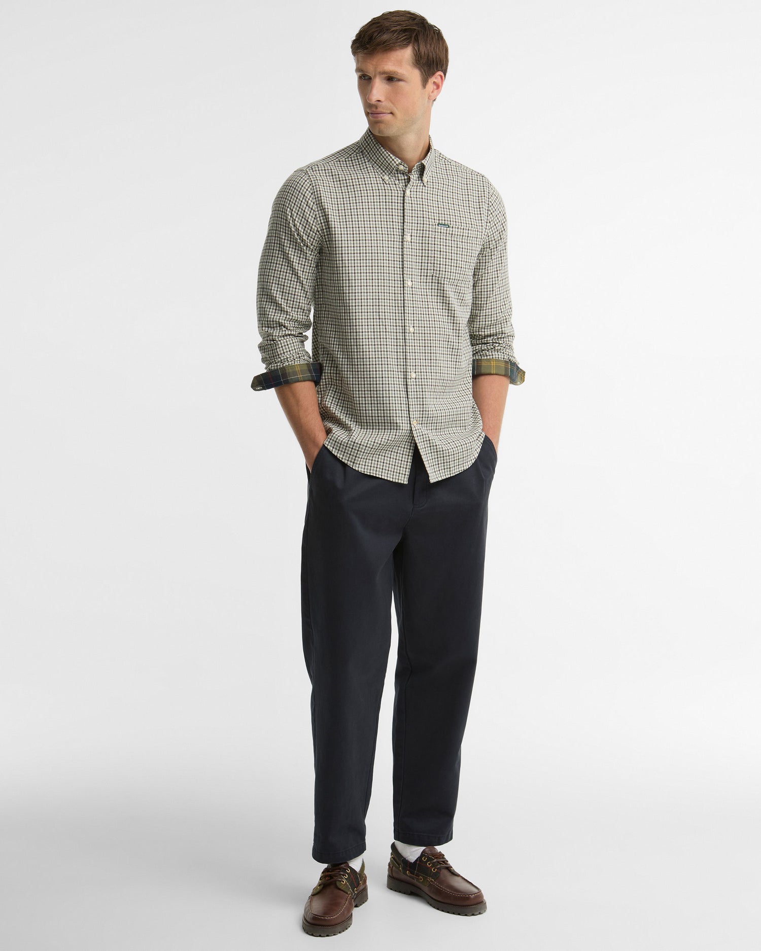 Padshaw Tailored Gingham Shirt - Olive