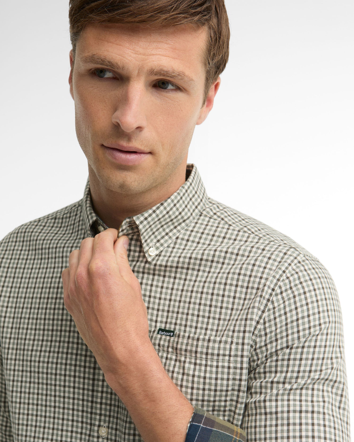 Padshaw Tailored Gingham Shirt - Olive