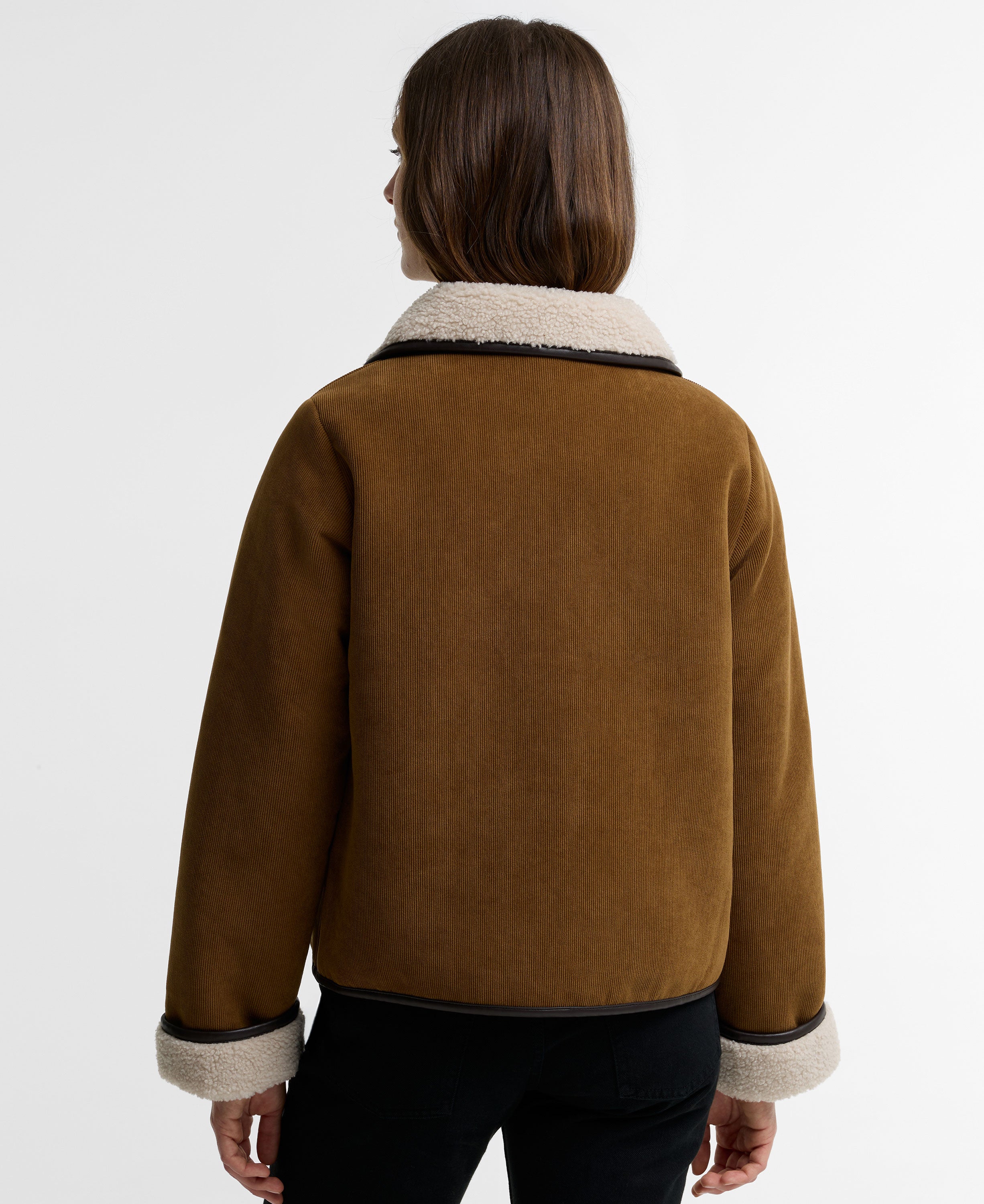Penny Fleece Casual Jacket - Tan/Ecru