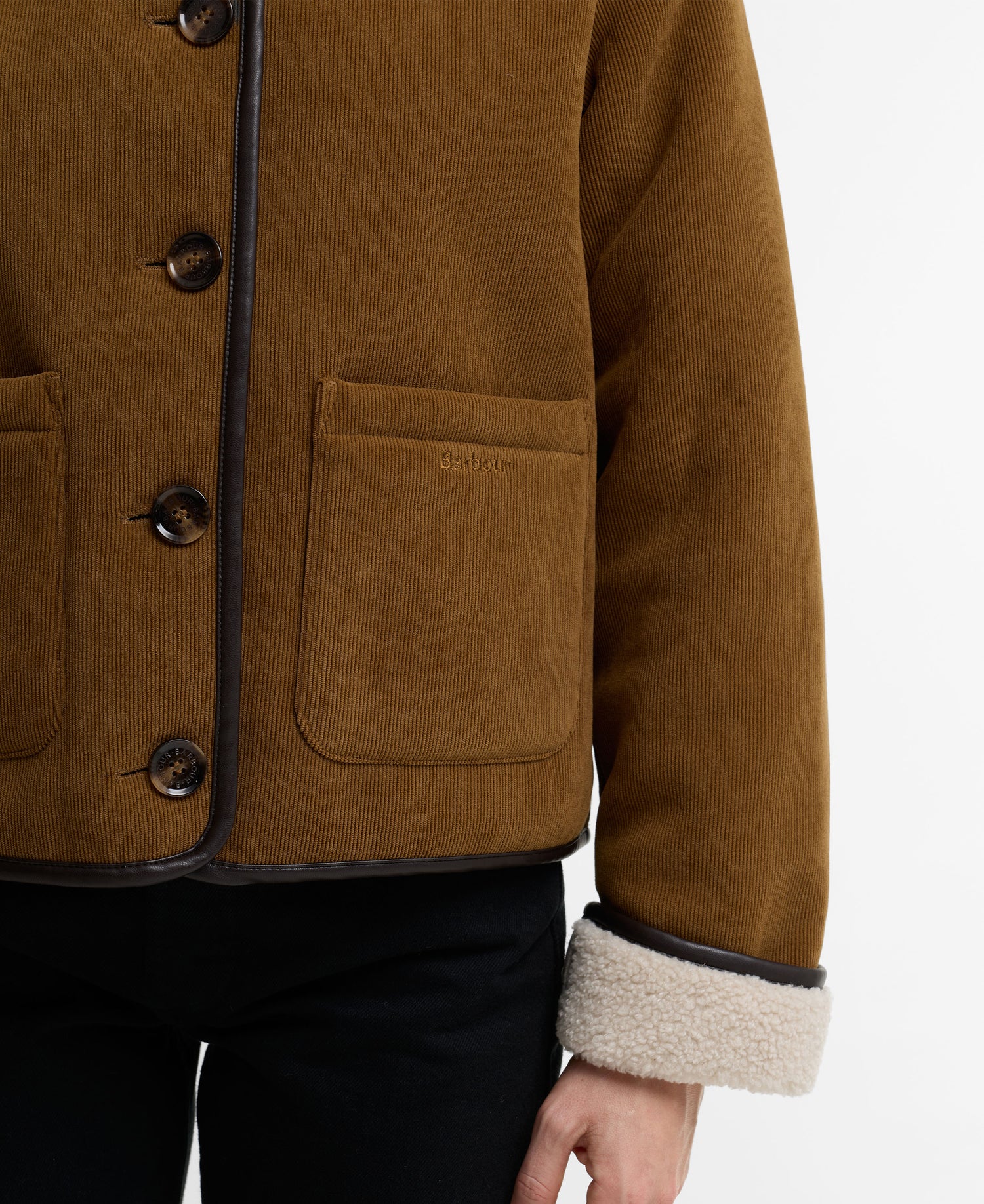 Penny Fleece Casual Jacket - Tan/Ecru