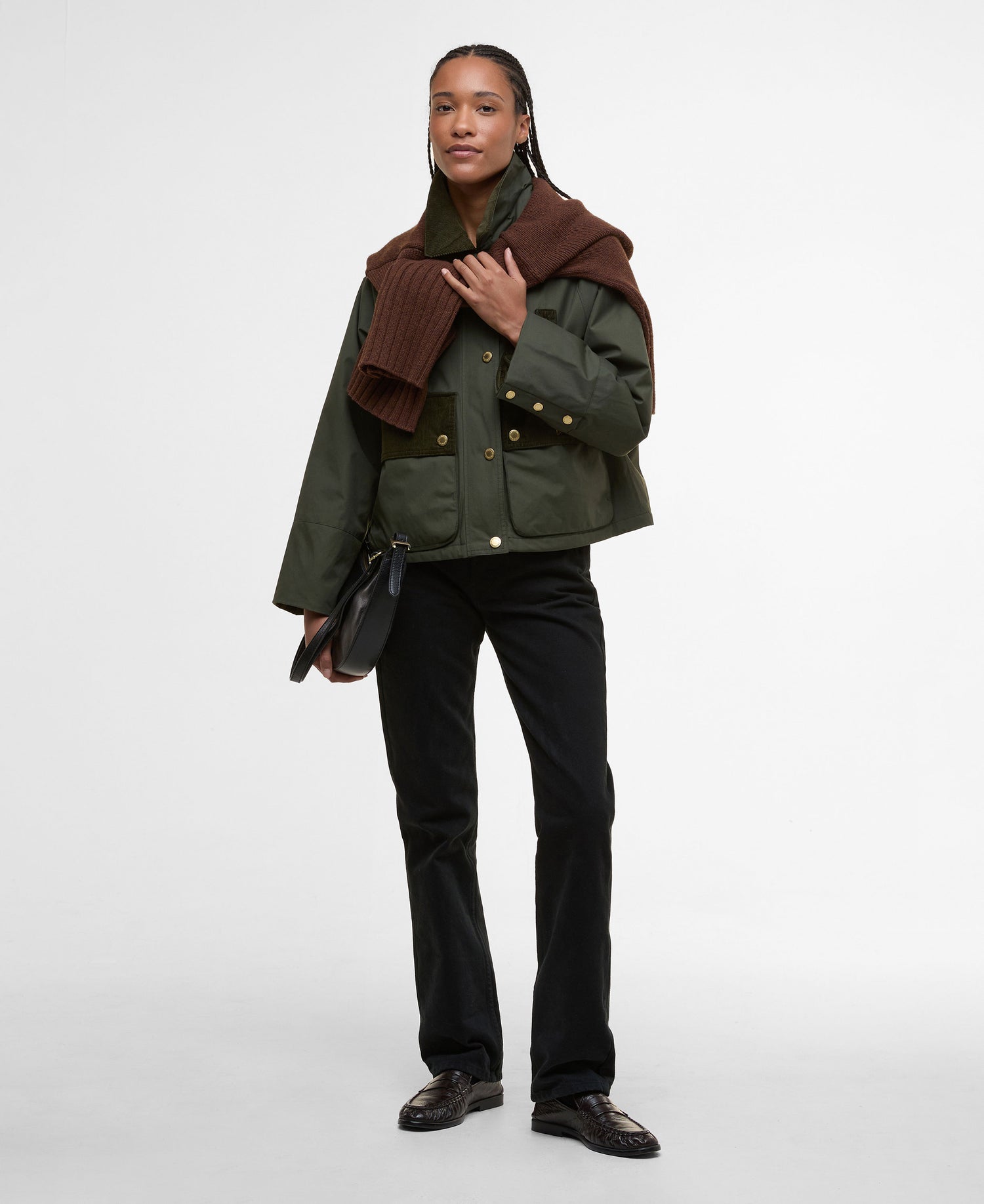 Phoebe Casual Jacket - Olive/Brown