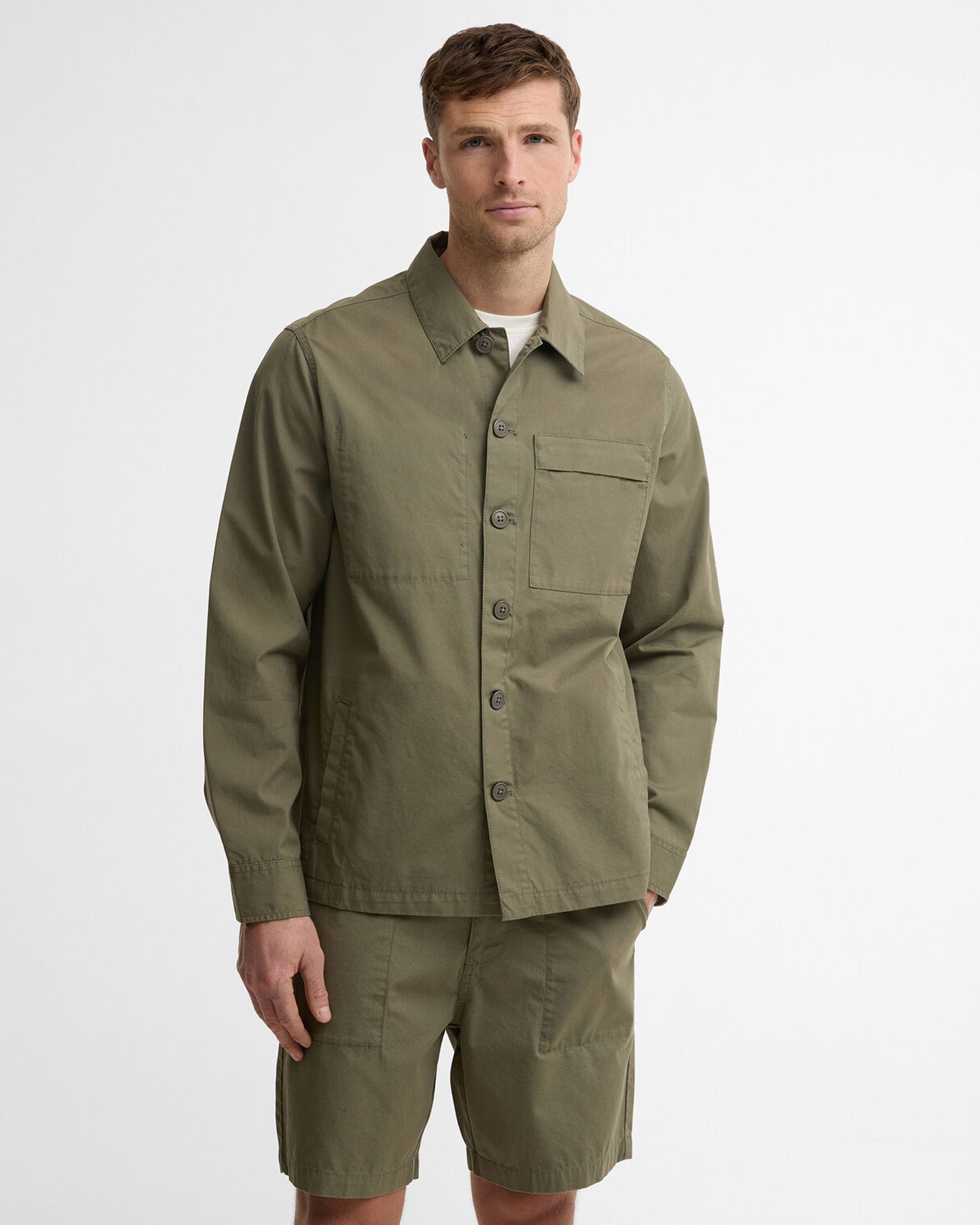 Sherburn Cotton Overshirt - Dusty Olive