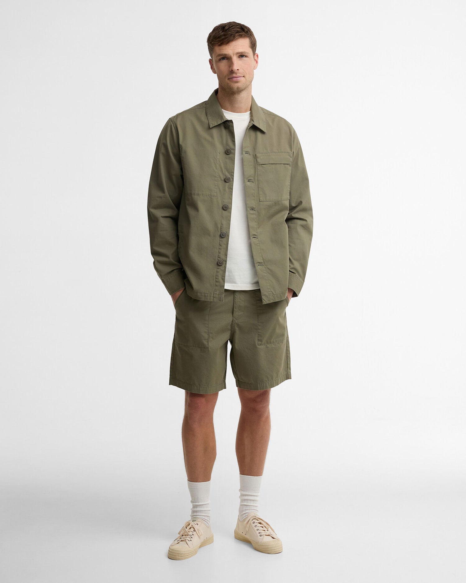Sherburn Cotton Overshirt - Dusty Olive