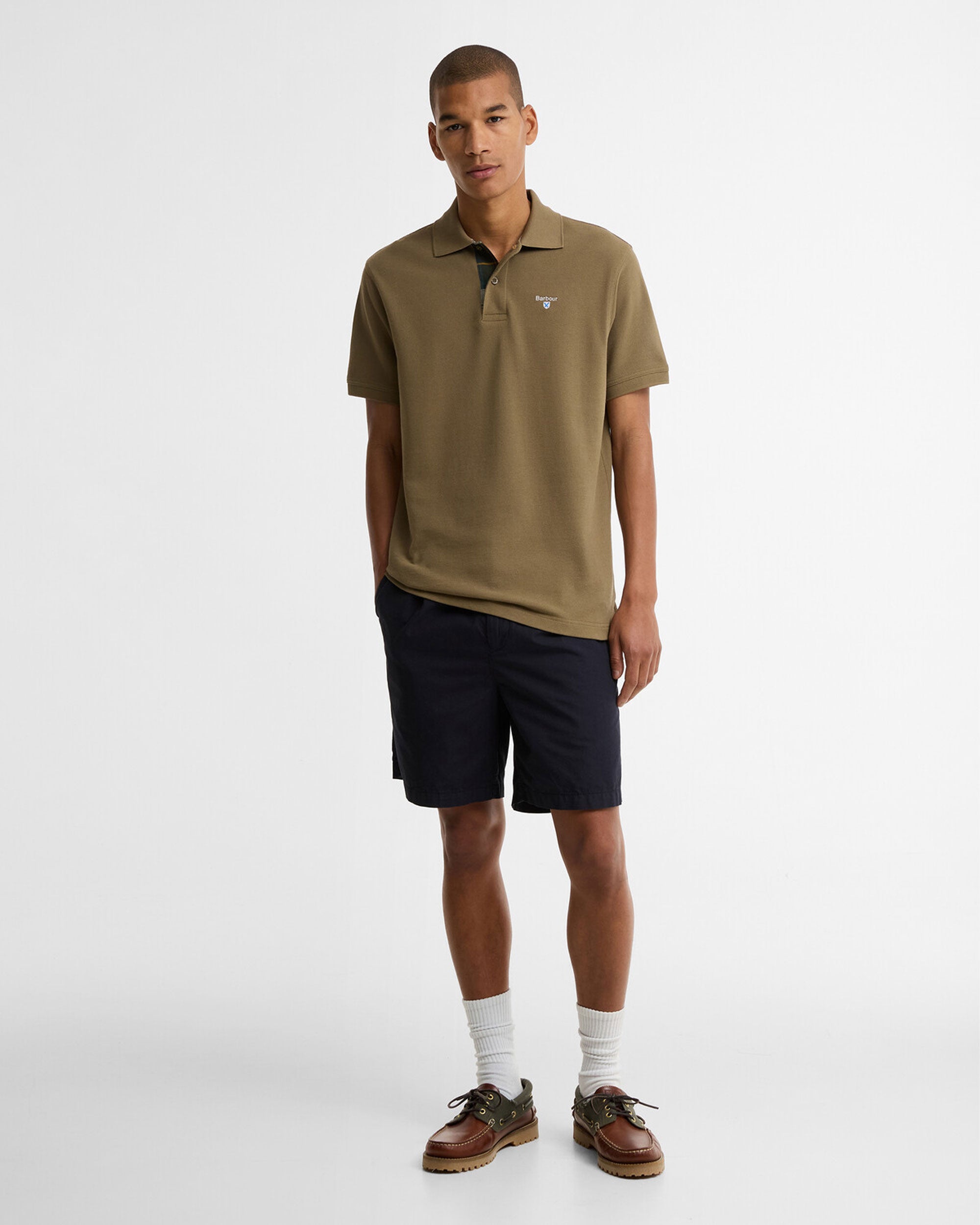 Tartan Pique Tailored Polo Shirt - Clay