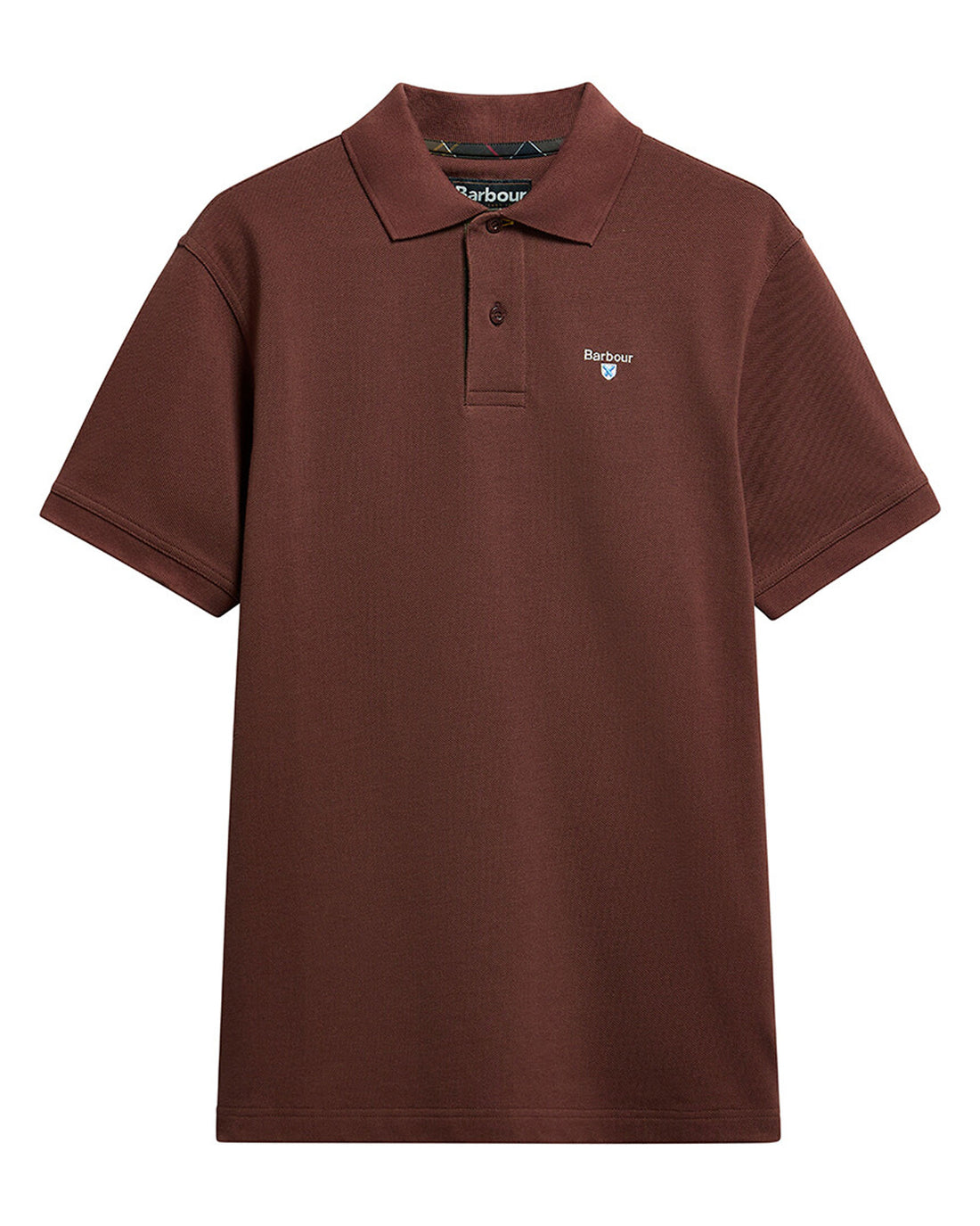 Tartan Pique Tailored Polo Shirt - Burnt Pepper