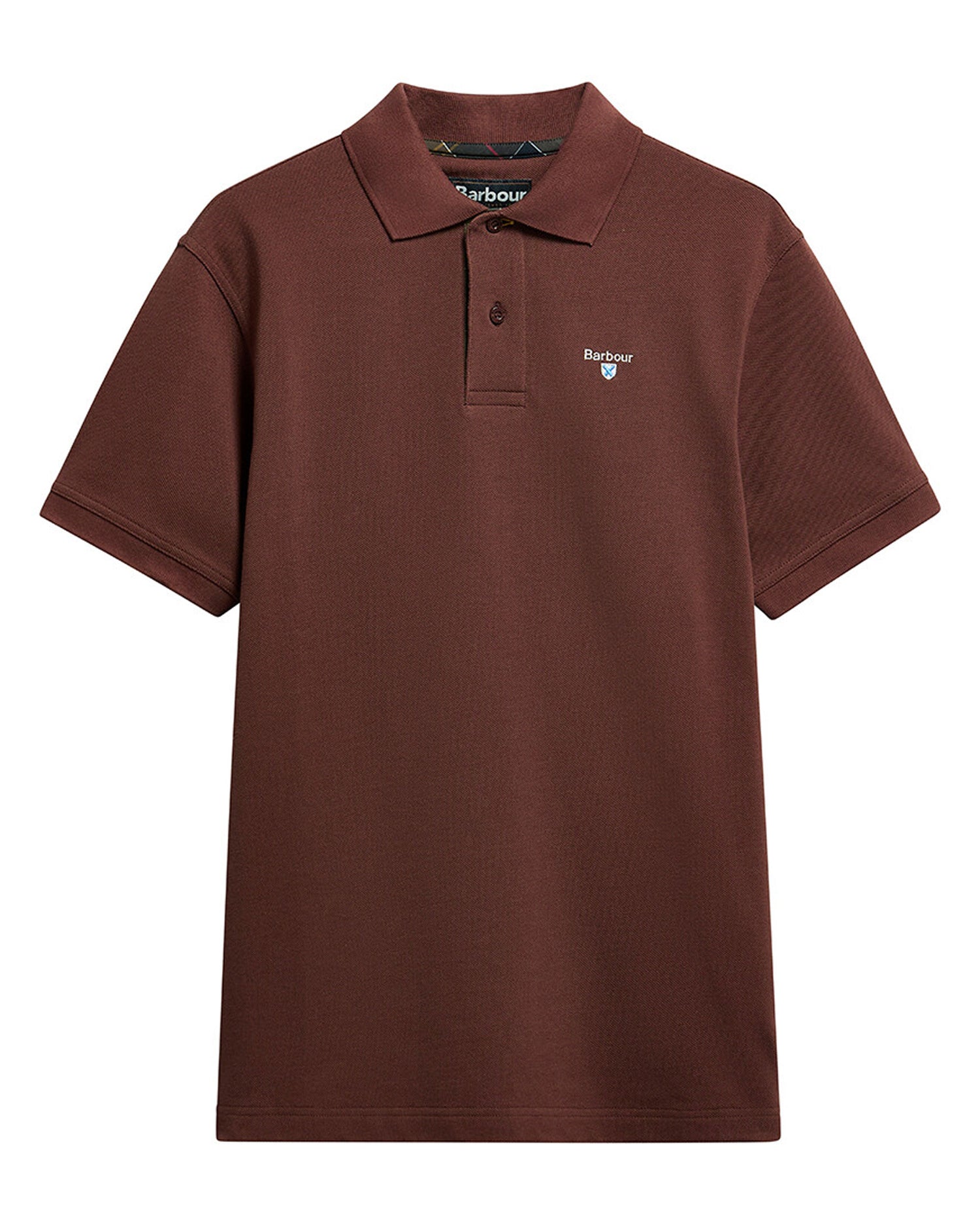 Tartan Pique Tailored Polo Shirt - Burnt Pepper